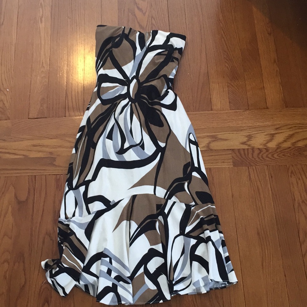 Cache size 2 strapless printed dress